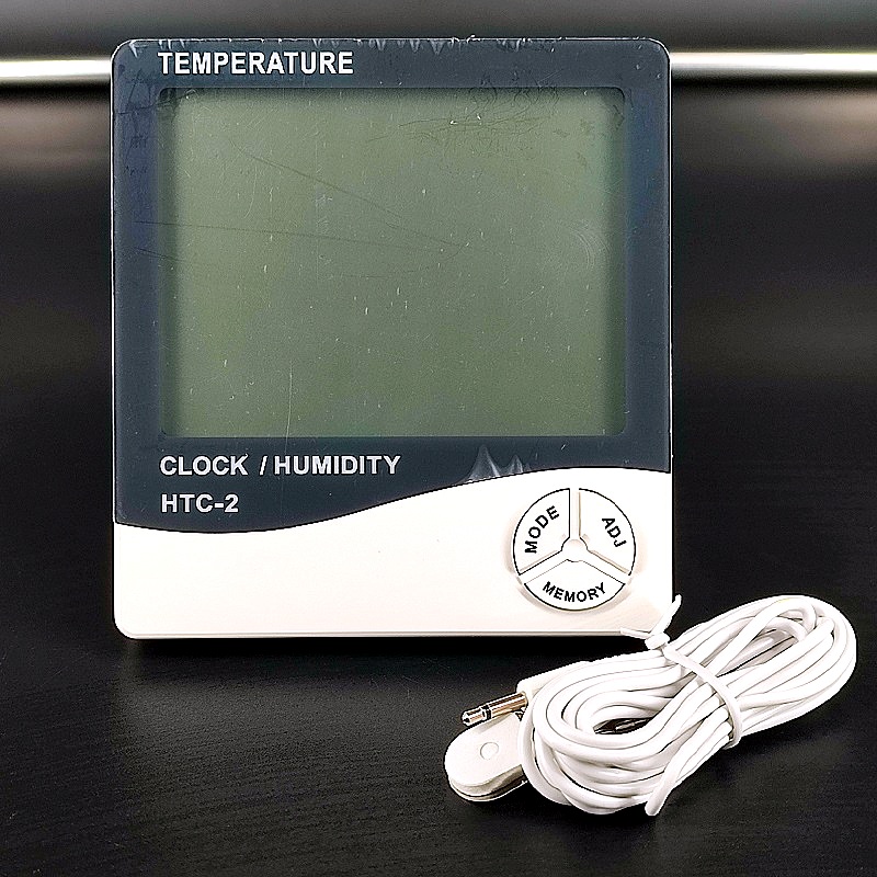 Термометр цифровой комнатно-уличный с влажностью и часами HTC-2