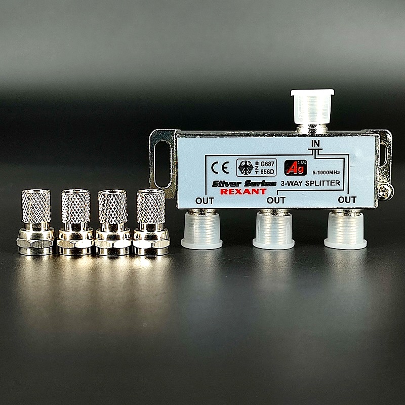 Краб на 3 ТВ в упаковке + 4F на F гнездах 5-1000MHz металлический