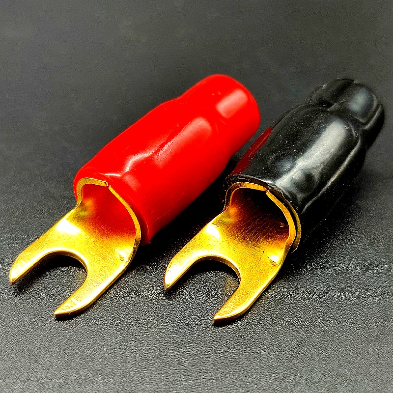 Клемма вилочная, красная/черная (35,0мм2) Gold, для усилителя изолированная