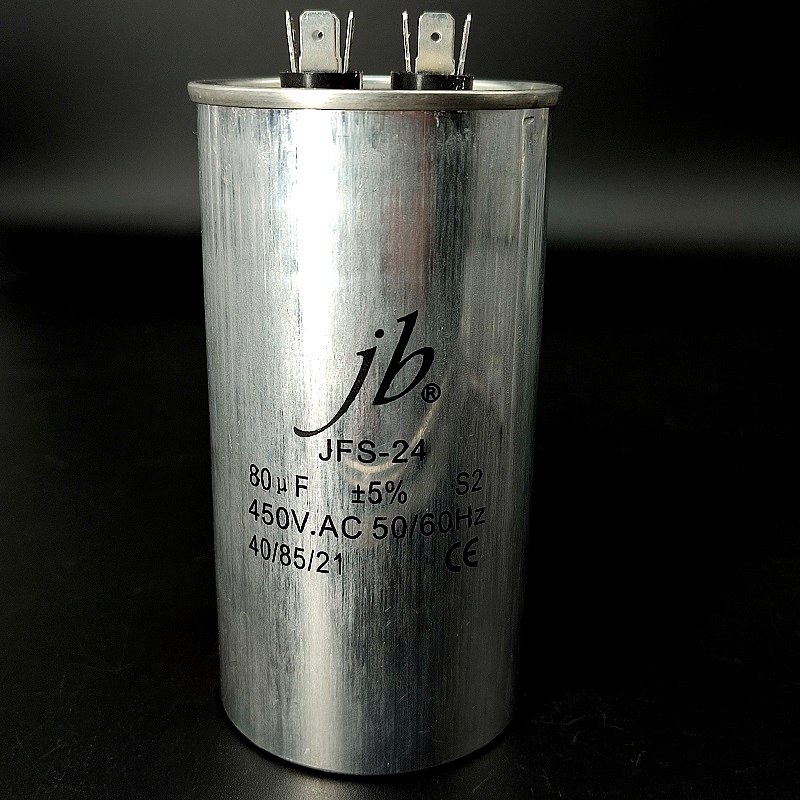 Конденсатор пусковой JFS-24 JB под клеммы 80мФ (+/-5%) – 450В A6806J000000B алюминиевый корпус