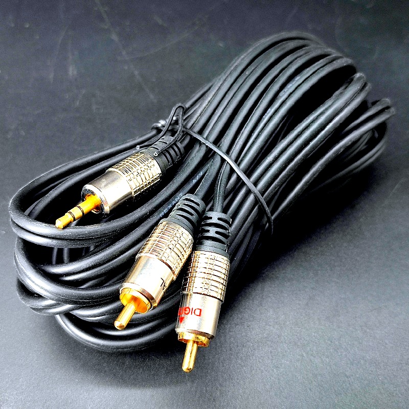 Шнур джек стерео 3,5мм — 2 тюльпана 7,0м Gold разъемы металлические