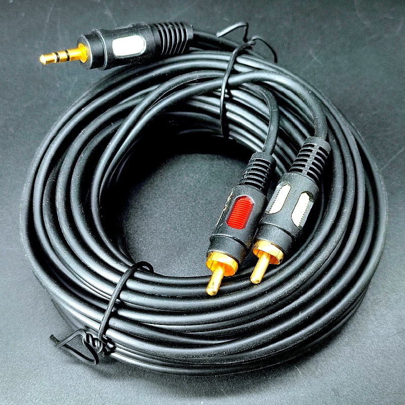 Шнур джек стерео 3,5мм — 2 тюльпана 7,0м Gold разъемы пластиковые