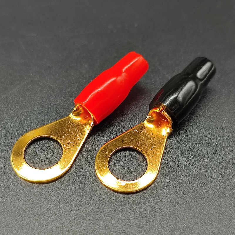 Клемма кольцевая, красная/черная (6,0мм2) Gold, для автоусилителя, изолированная