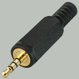 Джек стерео 2,5мм пластиковый Gold 4 контакта на кабель