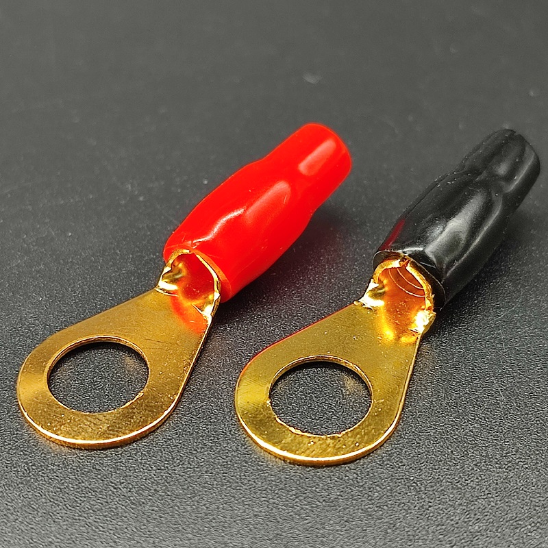 Клемма кольцевая, красная/черная (4,0мм2) Gold, для автоусилителя, изолированная