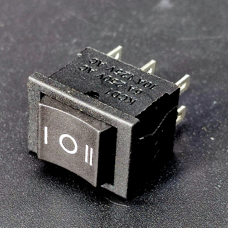 Переключатель mini 6 pin ON-OFF-ON, 18,8*13*13мм, черный, 10A-125V, 6A-250V, 1 дугообразная клавиша