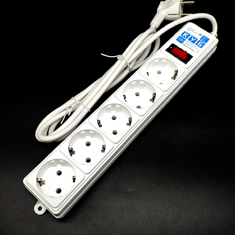 Сетевой фильтр на 5 еврогнезд 1,9м серый