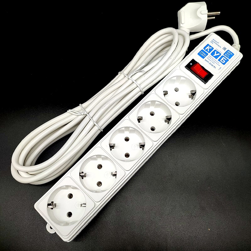 Сетевой фильтр на 5 еврогнезд 5,0м серый