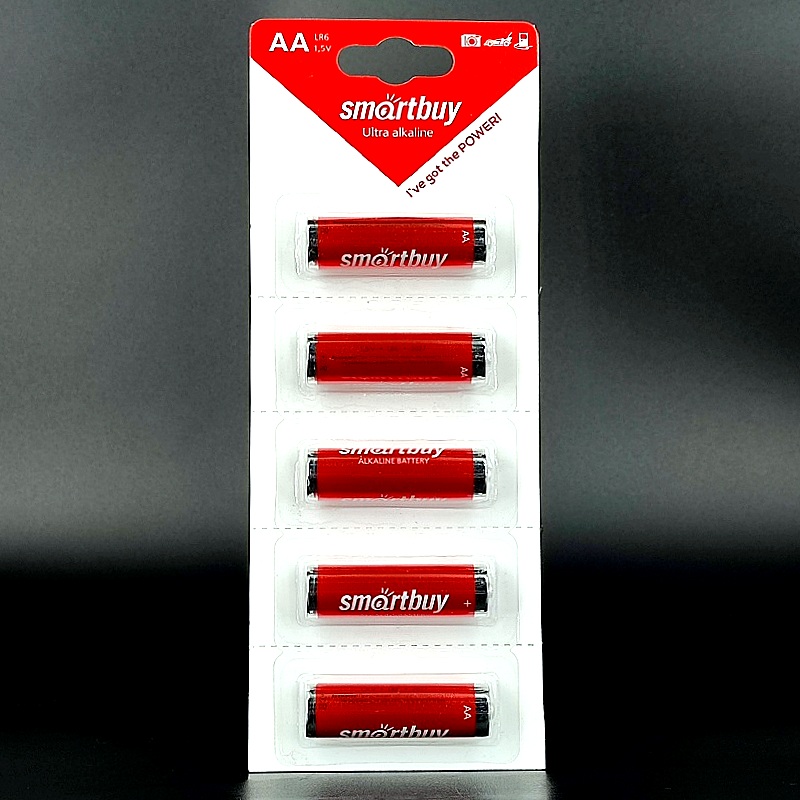 Элемент питания alkaline (щелочной) AA 1,5V SmartBuy Ultra 5шт/блистер 60шт/кор, цена за 1 штуку