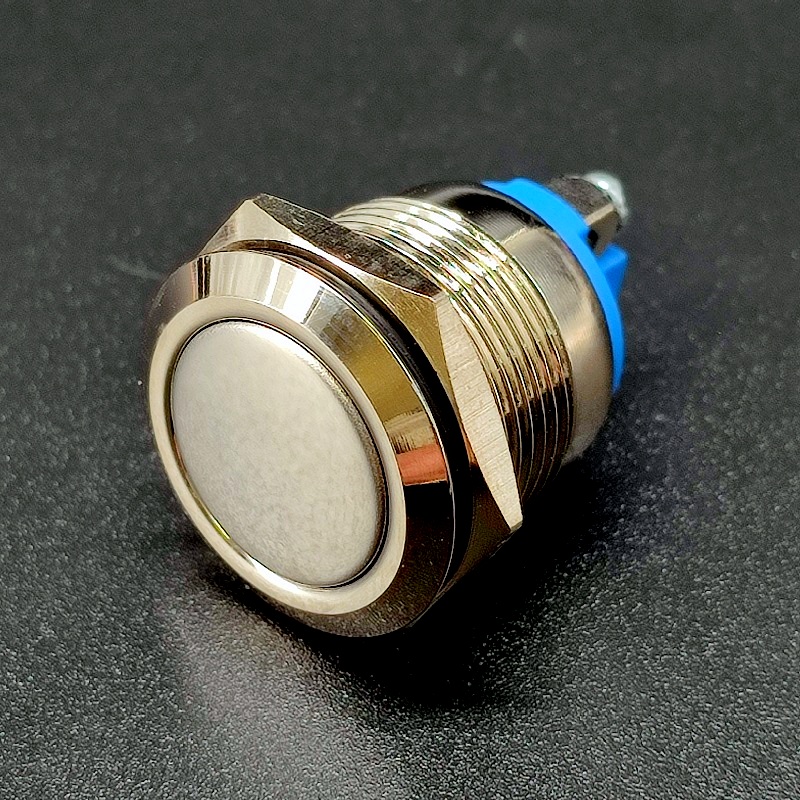 Кнопка “антивандальная” 2pin OFF-(ON), d=19мм, круглая металлическая 250В-5А