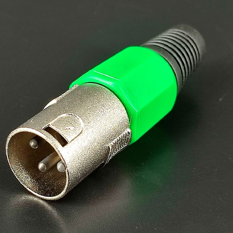 Разъем XLR-штекер 3 pin (Canon) Silver на кабель зеленый