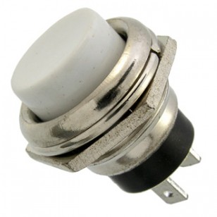 PBS-26B Кнопка 2 pin OFF-(ON), d=19мм, круглая металлическая белая, 4A-125V, 2A-250V