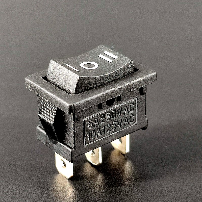 MRS-103A Переключатель mini 3 pin ON-OFF-ON, 18,4*12,9*13,8мм, черный, 10A-125V, 6A-250V, 1 дугообразная клавиша