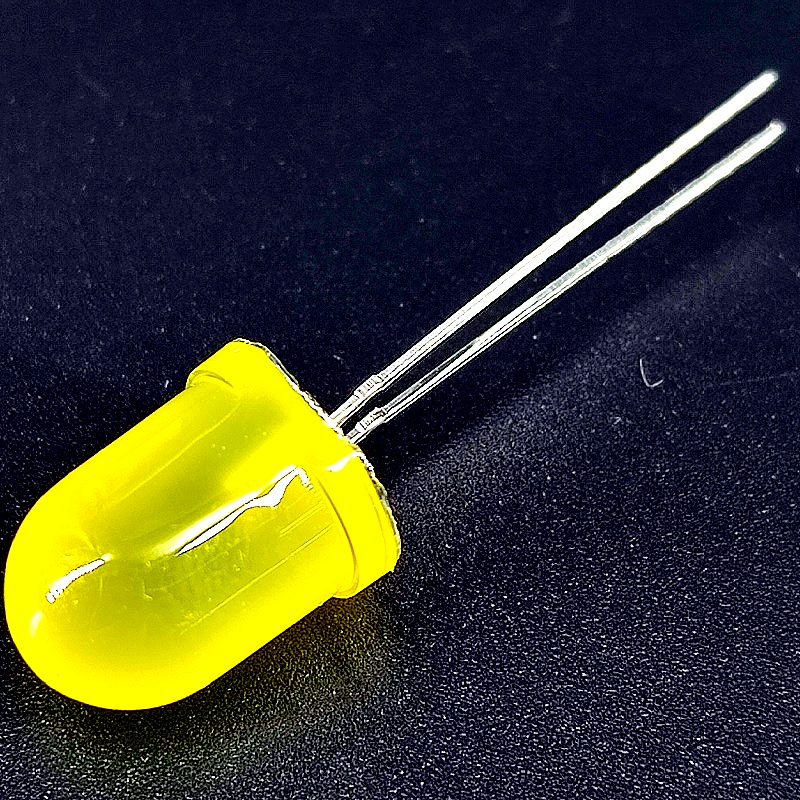 Светодиод желтый, №115, 10мм желтая матовая колба, 1000-2000mcd, 2.0-2.2V, 20mA, угол 120