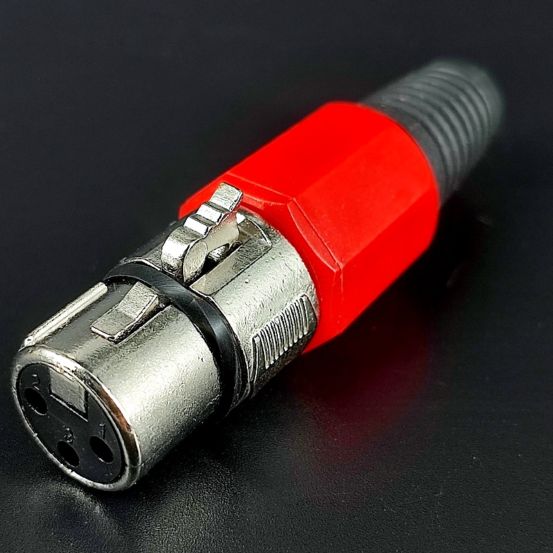 Разъем XLR-гнездо 3 pin (Canon) Silver на кабель, красный