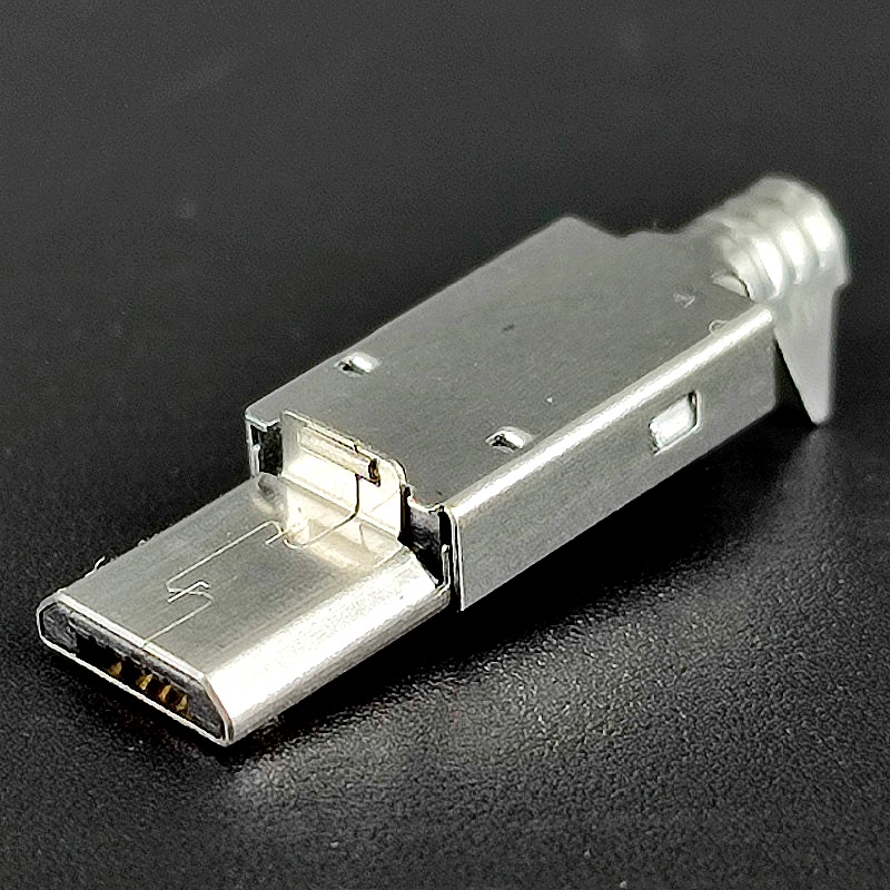 Штекер USB micro B 5pin №62 на кабель, без корпуса, в экране