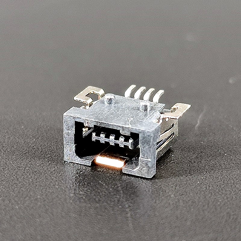 Гнездо USB mini №35 металлическое на корпус, 4pin (1 ряд 180 градусов) 0,7*0,7*0
