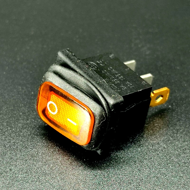 Переключатель влагозащитный mini 3 pin ON-OFF, желтый, 6A-250V