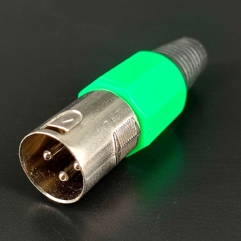 Разъем XLR-штекер 3 pin (Canon) Silver на кабель, зеленый