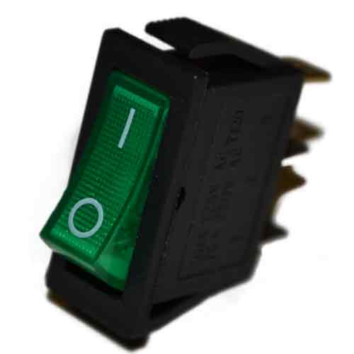 IRS-101-1C Переключатель 3 pin ON-OFF, узкий 30,5*13,5*19,7мм, зеленый, 20A-125V, 15A-250V, 35A-12V,