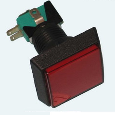 GMSI-2B-S Кнопка 3 pin push ON (push OFF), 50*50мм, квадратная красная, подсветка – лампа, 10A-125/2