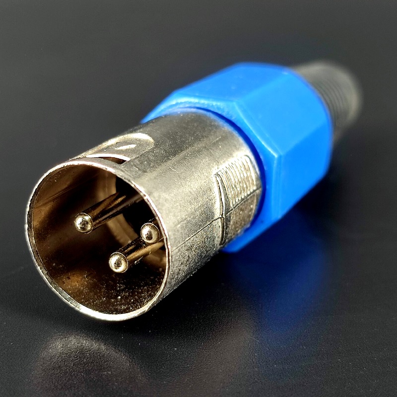 Разъем XLR-штекер 3 pin (Canon) Silver на кабель, синий