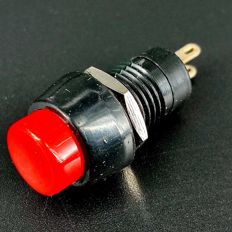 PBS-20B Кнопка 2 pin OFF-(ON), d=14,8мм, круглая красная, 3A-125V, 1A-250V