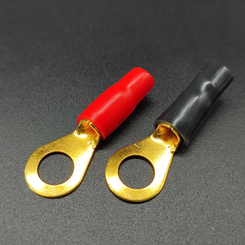 Клемма кольцевая, красная/черная (10,0мм2) Gold, для автоусилителя, изолированная