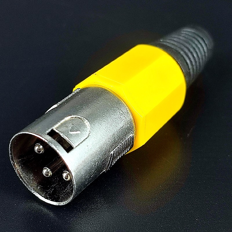 Разъем XLR-штекер 3 pin (Canon) Silver на кабель, желтый