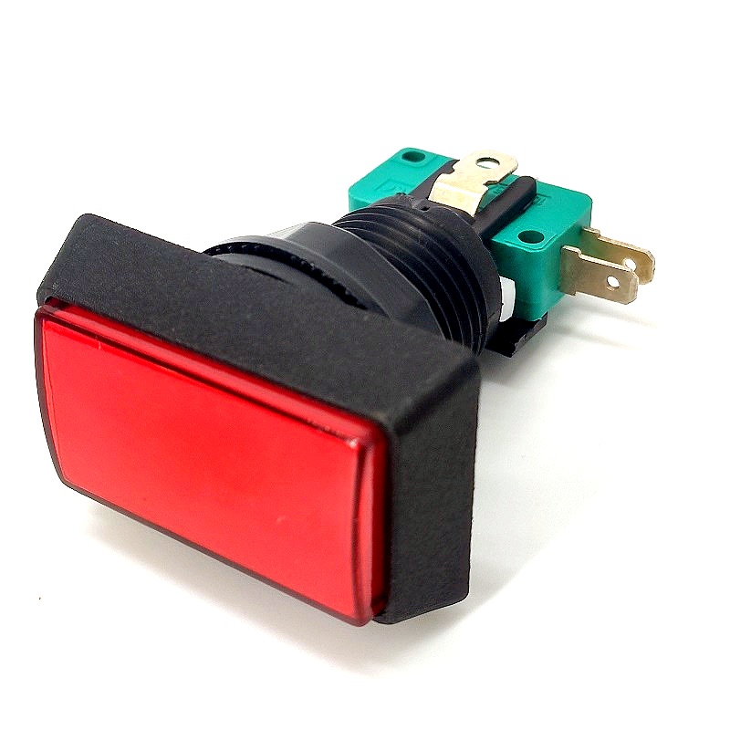 GMSI-3B-R Кнопка 3 pin push ON (push OFF), 50*32мм, прямоугольная красная, подсветка – лампа, 10A-12
