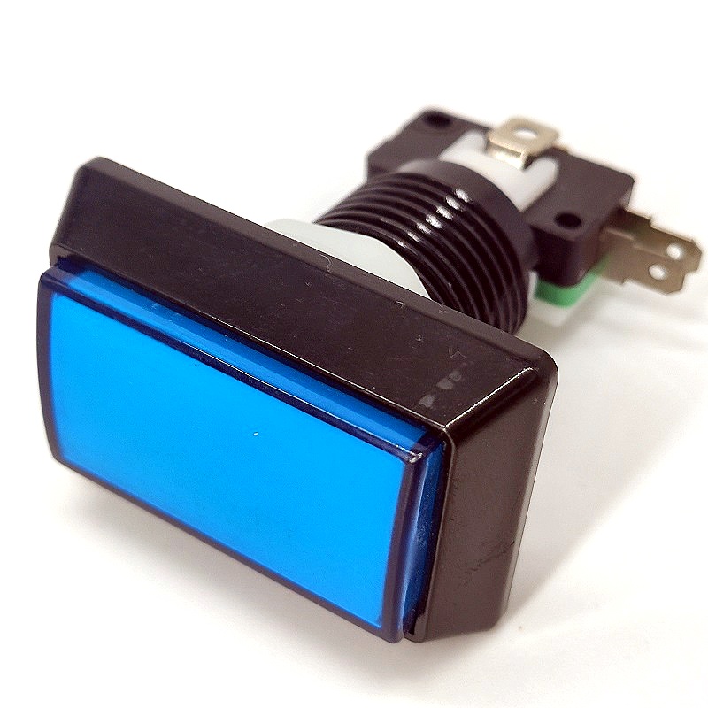 GMSI-3B-R Кнопка 3 pin push ON (push OFF), 50*32мм, прямоугольная синяя, подсветка – лампа, 10A-125/