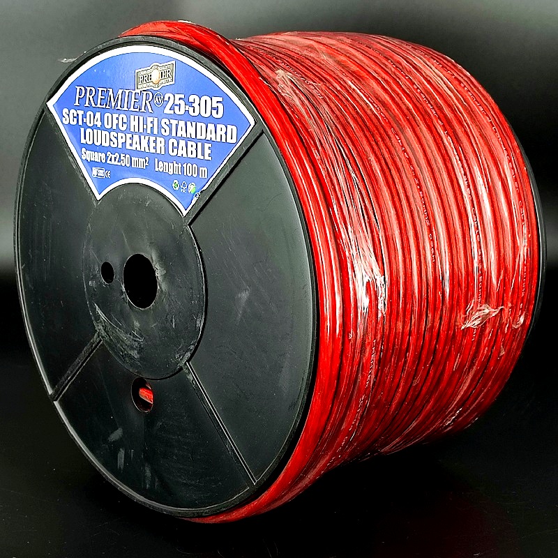 2*2,50мм2 медный (Cu 99,9%) луженый оловом, красно-черный прозрачный