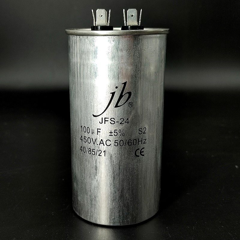 Конденсатор пусковой JFS-24 JB под клеммы 100мФ (+/-5%) – 450В A6107J000000B алюминиевый корпус