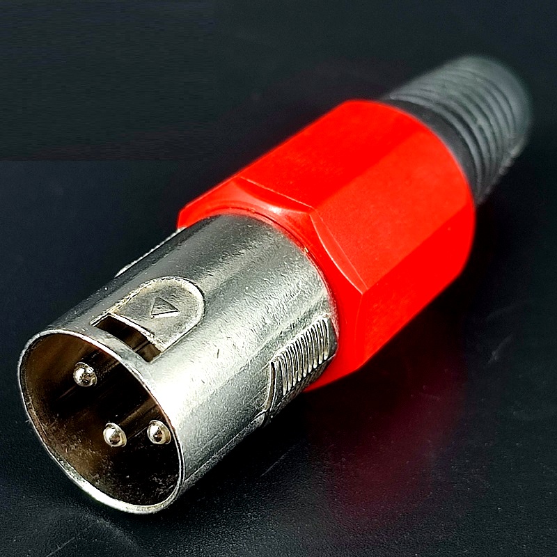Разъем XLR-штекер 3 pin (Canon) Silver на кабель, красный