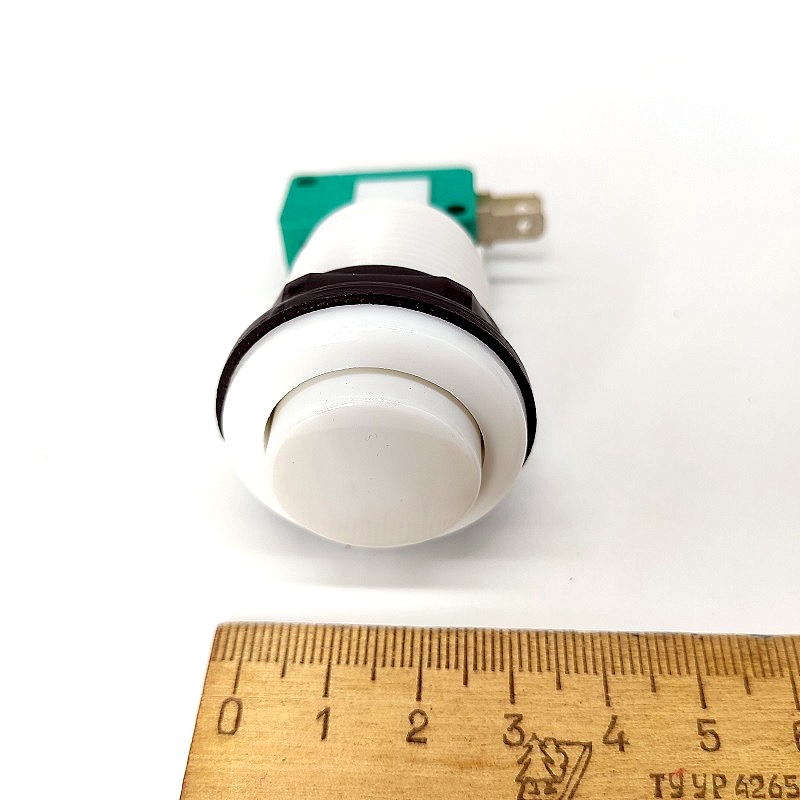 GMSI-8B-C Кнопка 3 pin push ON (push OFF), d=34мм, круглая белая, подсветка – лампа, 10A-125/250V, 5