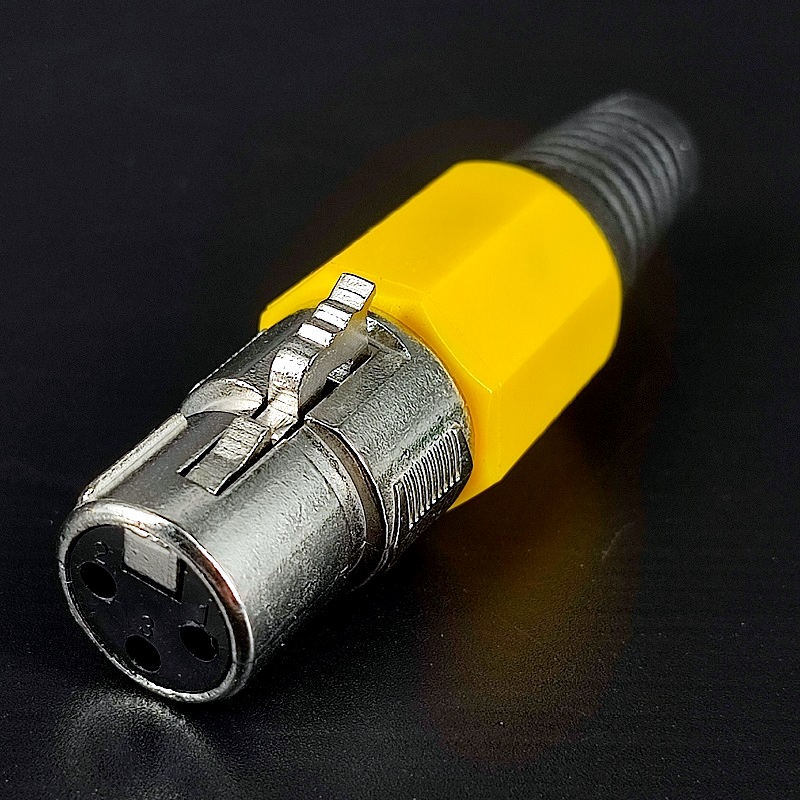 Разъем XLR-гнездо 3 pin (Canon) Silver на кабель, желтый