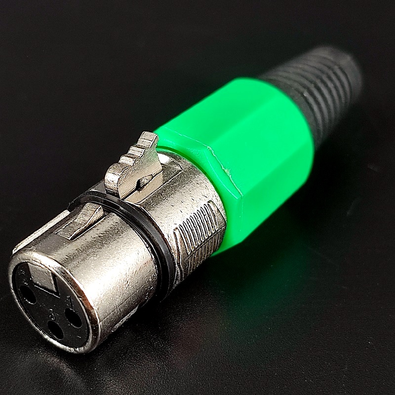 Разъем XLR-гнездо 3 pin (Canon) Silver на кабель, зеленый