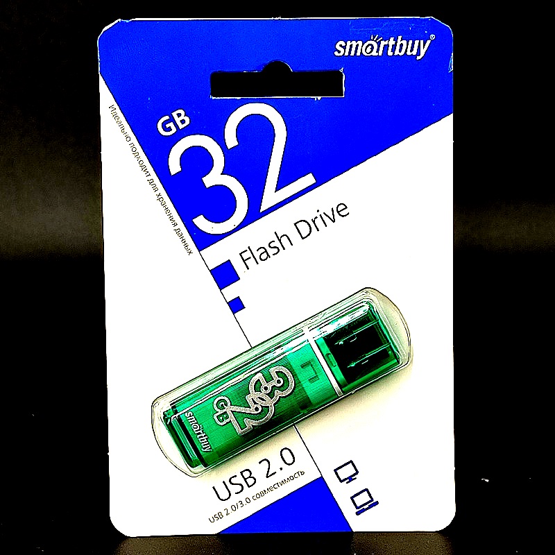 USB 2.0 флеш-накопитель “Smartbuy” на 32 GB, Glossy series Green