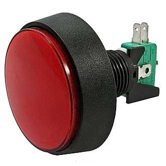 GMSI-1B-C Кнопка 3 pin push ON (push OFF), d=63мм, круглая красная, подсветка – лампа, 10A-125/250V,