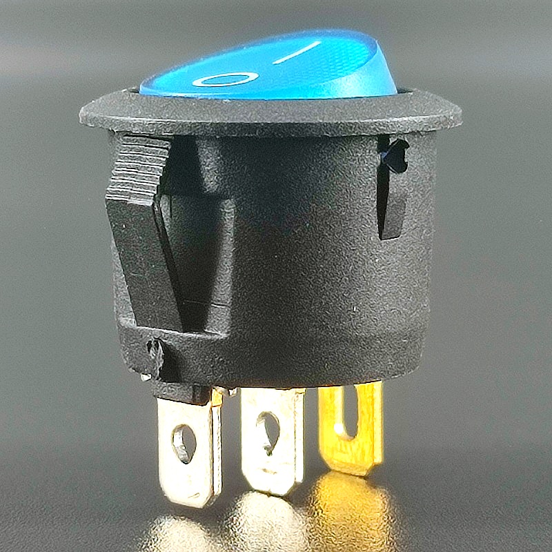 IRS-101-9C Переключатель 3 pin ON-OFF, d=20мм, круглый синий, 13A-125V, 6,5A-250V