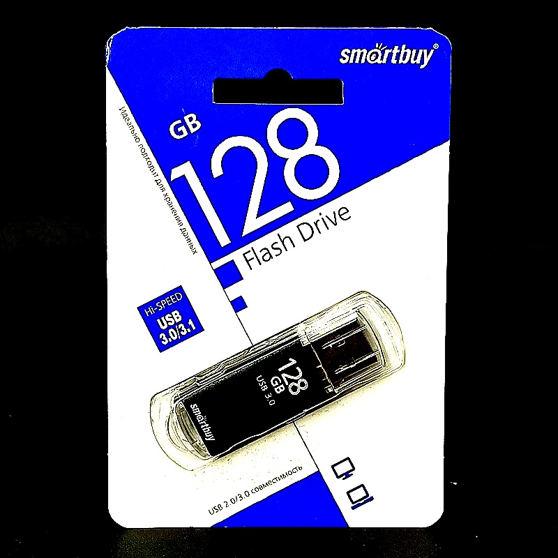 USB 3.0 флеш-накопитель “Smartbuy” на 128 GB, V-Cut Black