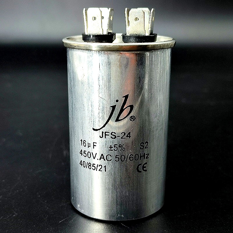 Конденсатор пусковой JFS-24 JB под клеммы 16мФ (+/-5%) – 450В A6166J000000B алюминиевый корпус
