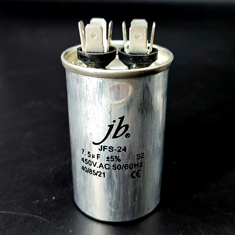 Конденсатор пусковой JFS-24 JB под клеммы 7,5мФ (+/-5%) – 450В A6755J000000B алюминиевый корпус