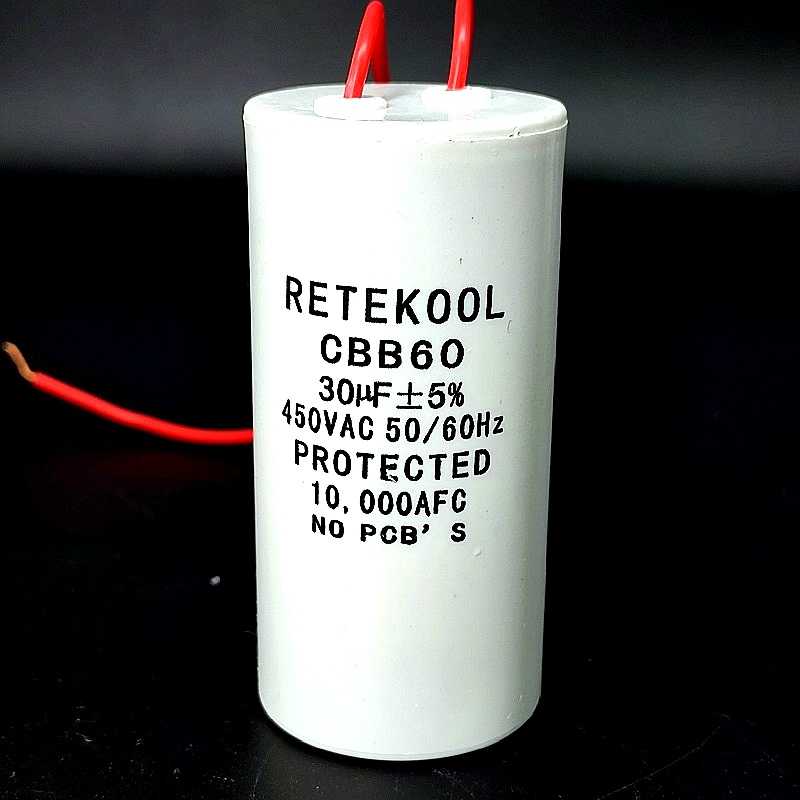 Конденсатор пусковой JFS-18 Retekool с гибкими выводами 30мФ (+/-5%) – 450В