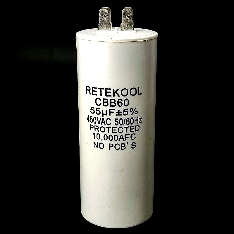 Конденсатор пусковой JFS-12 Retekool под клеммы 55мФ (+/-5%) – 450В