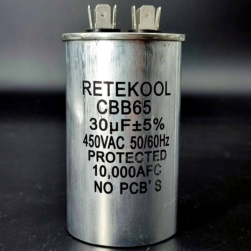 Конденсатор пусковой JFS-24 Retekool под клеммы 30мФ (+/-5%) – 450В алюминиевый корпус