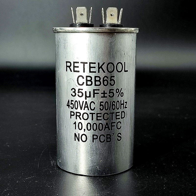 Конденсатор пусковой JFS-24 Retekool под клеммы 35мФ (+/-5%) – 450В алюминиевый корпус