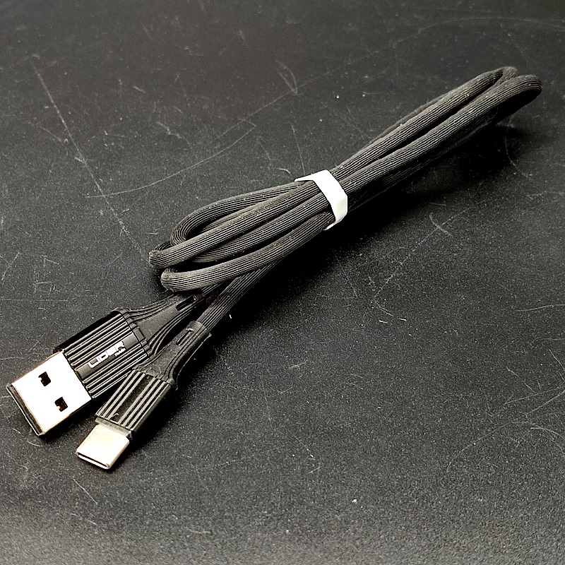 Шнур USB штекер А – штекер Type-C 1,0м черный, кабель круглый