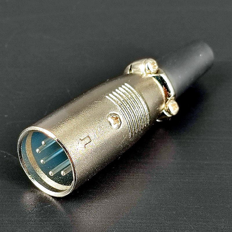 Разъем XLR-штекер 5 pin (Canon) Silver на кабель с хомутом (70мм)