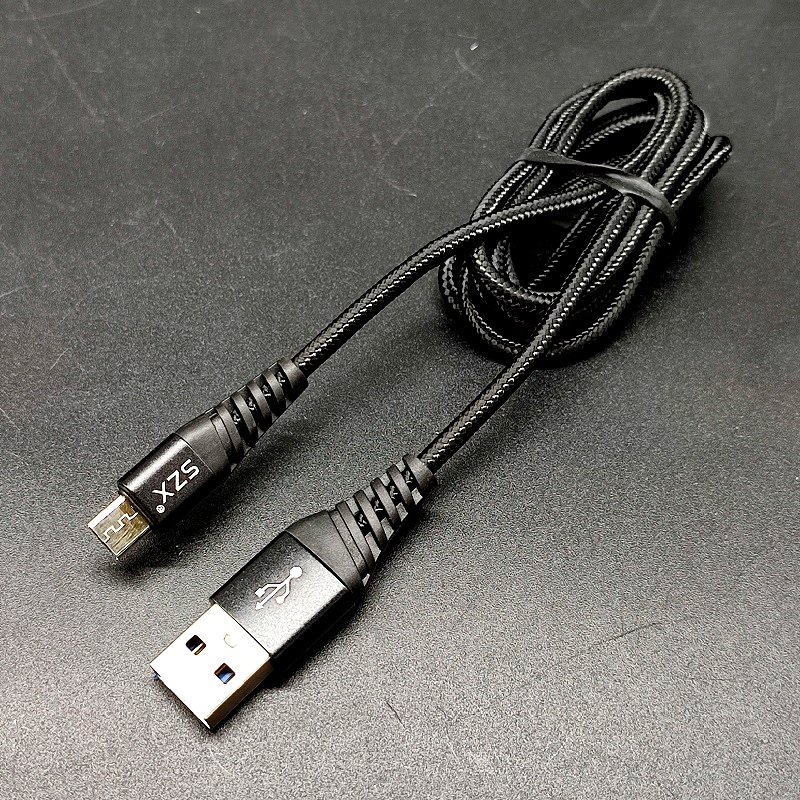 Шнур USB 5A штекер micro B 5pin – штекер A 1,0м черный (нейлон)